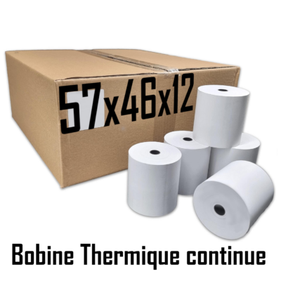 Photo d'un carton de rouleaux de papier thermique 57x46x12 mm