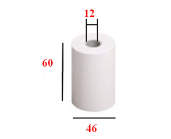 Photo d'un rouleau de papier thermique avec les dimensions apparentes