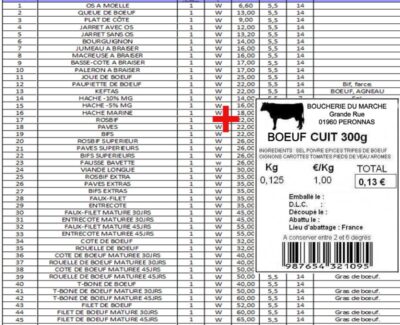 Forfait programmation ticket et PLU pour balance de commerce et système de pesage